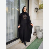 عبا مشکی طرح محیا با خرجکار سوزن دوزی هندی کرپ الیزه