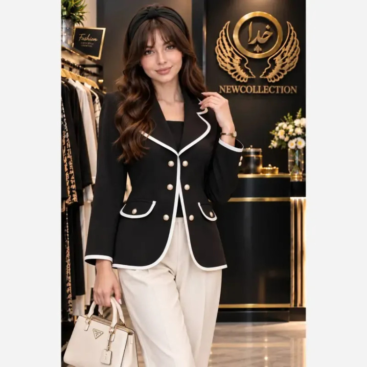 ست کت و شلوار زنانه پاییزه سوپرمازراتی پاپیون دار