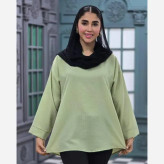 شومیز نخی ساده و دیپلمات یقه کوبایی فری سایز زنانه