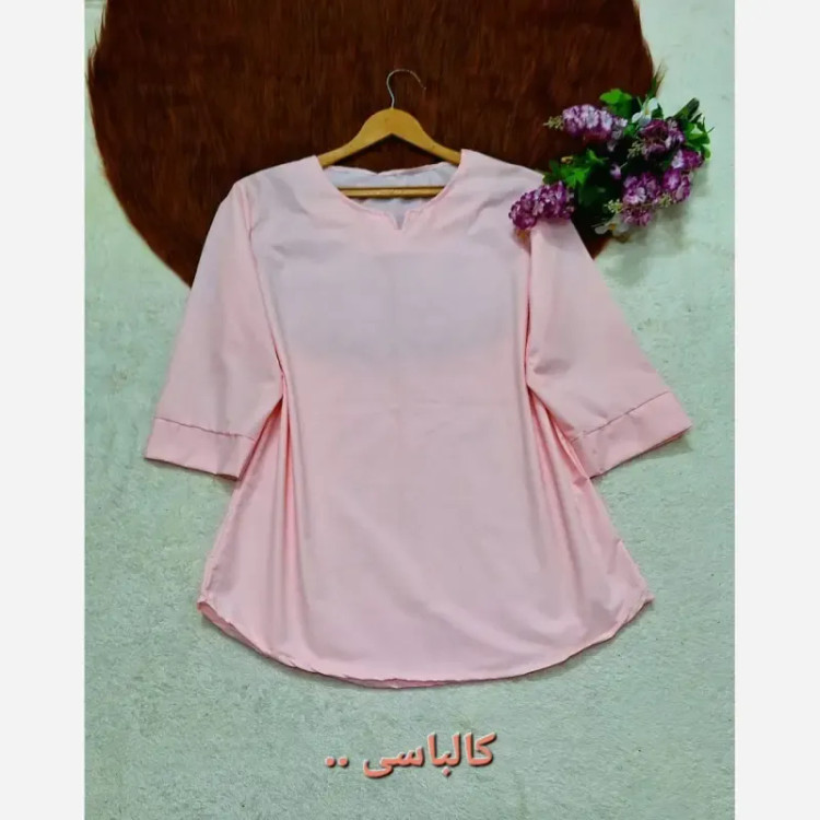 شومیز نخی ساده و دیپلمات یقه کوبایی فری سایز زنانه