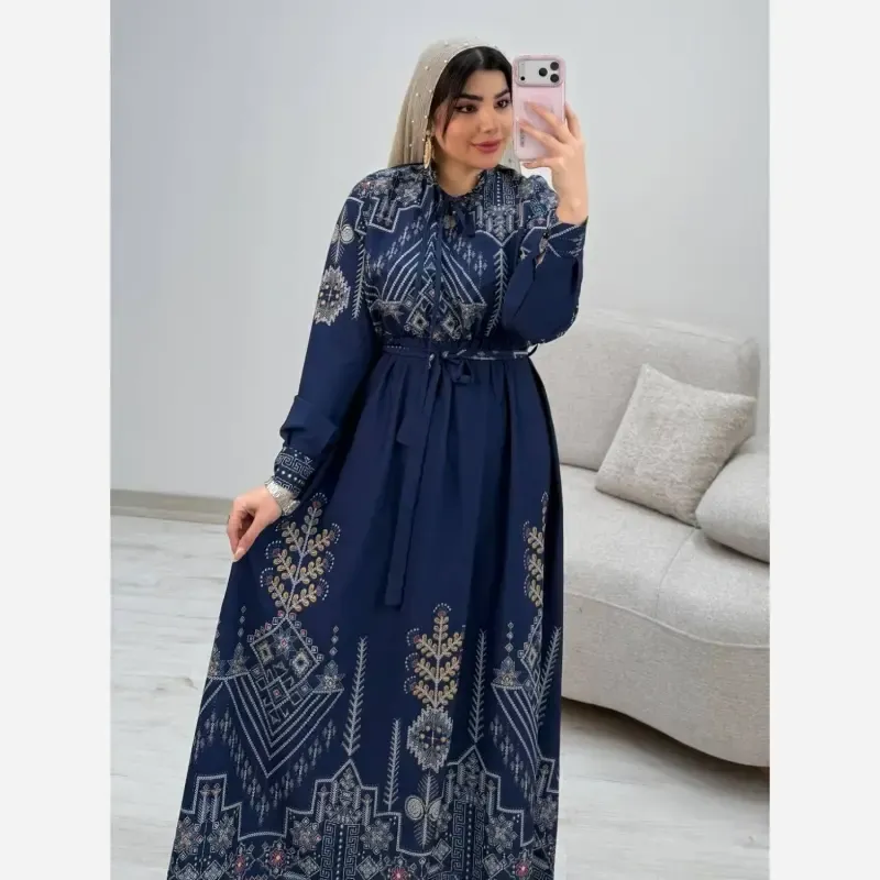 پیراهن ساحلی سنتی زنانه نخی فری سایز سرمهای و کلهغازی
