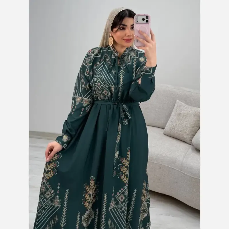 پیراهن ساحلی سنتی زنانه نخی فری سایز سرمهای و کلهغازی