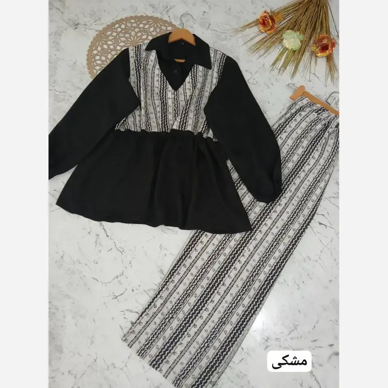 ست شومیز و شلوار تابستانه پریدخت جنس شانتون و لینن کنفی سایز 36 تا 48
