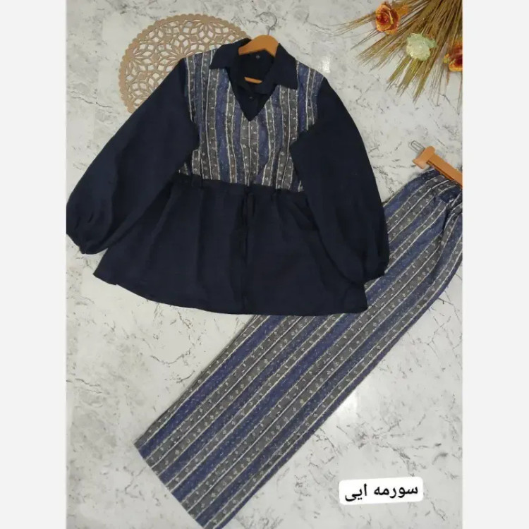 ست شومیز و شلوار تابستانه پریدخت جنس شانتون و لینن کنفی سایز 36 تا 48